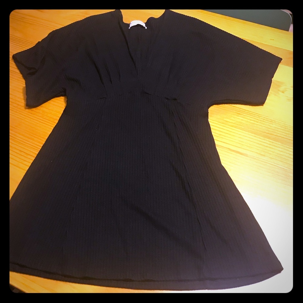 V-neck black ribbed dress from Urban Outfitters